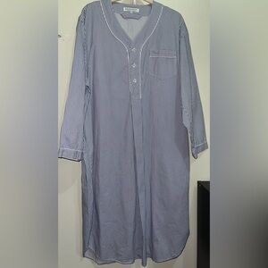 Alexander Del Rosa Pure Cotton  Stripe Pullover Nightgown Dress